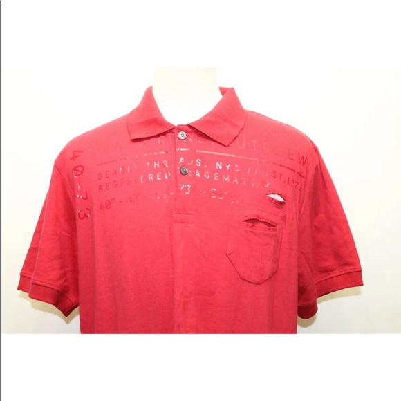Marc Ecko Red Men Short Sleeve Shirt Plastic Words  Print Sz Large Cotton - Picture 2 of 9